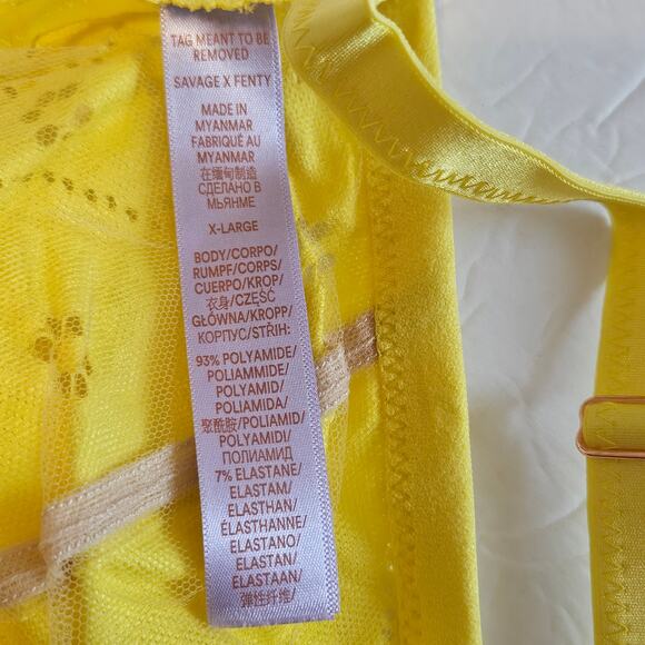 Savage Fenty Bombshell Broderie Lace Halter Bralette Yellow Women's XL Sexy - Picture 5 of 8